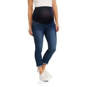Maternity Over Belly Cotton Denim 5 Pocket Roll Cuff Denim Capri