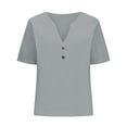 thumbnail image 5 of YOTMKGDO Short Sleeve V-Neck Shirt | Women's able Casual V Neck d Top T Shirt, summer tops for women (Grey, 3XL), 5 of 6