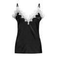 thumbnail image 3 of MESSUEN Lace Camisole Tops for Women Spaghetti Strap Tank Top V-neck Camisole Women V-neck Lace Up Patchwork Sleeveless Tank Camis Tops Blouse T Shirts for Women Casual Tops Black 2XL, 3 of 5