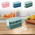 thumbnail image 1 of XWSHYW Almacenamiento y Organización de La Cocina. Fiambrera Aislada Doble Capa para Horno Microondas, Fiambrera para Estudiantes, Fiambrera Portátil para Picnic, Ensalada, Fiambrera Bento, 1 of 7