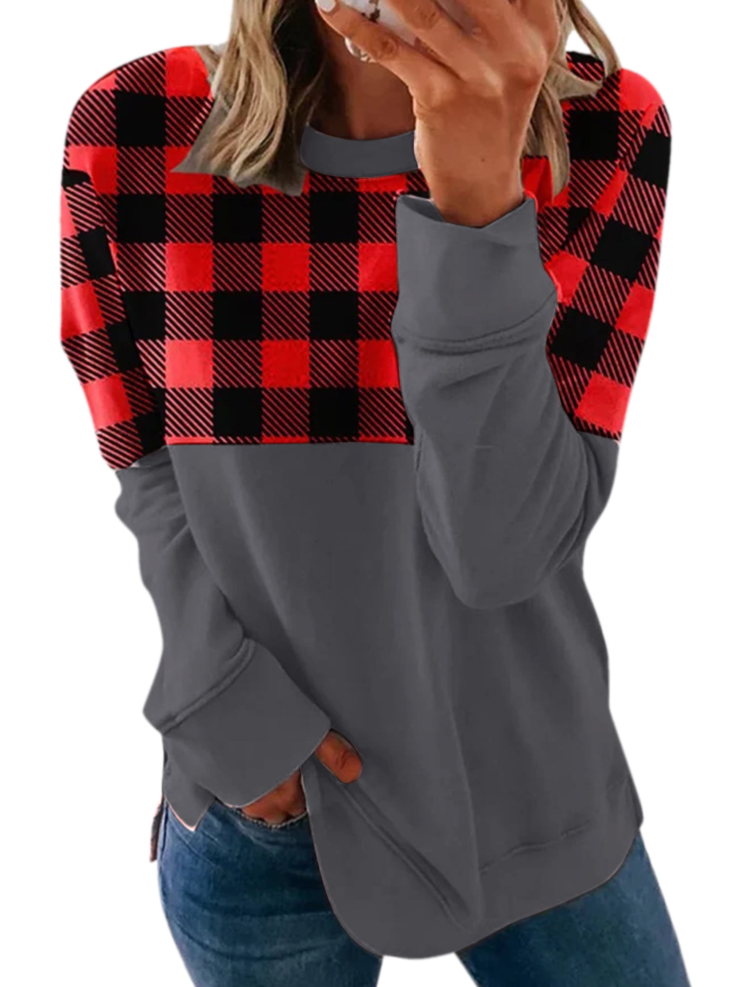 Buffalo plaid sweatshirt womens Clearance