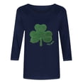 thumbnail image 4 of St. Patrick's Day Shirt for Women Ireland Large Textured Shamrock Graphic T-Shirt 3/4 Sleeve Crewneck Casual Loose Festival Apparel Irish Pride Gift, 4 of 4