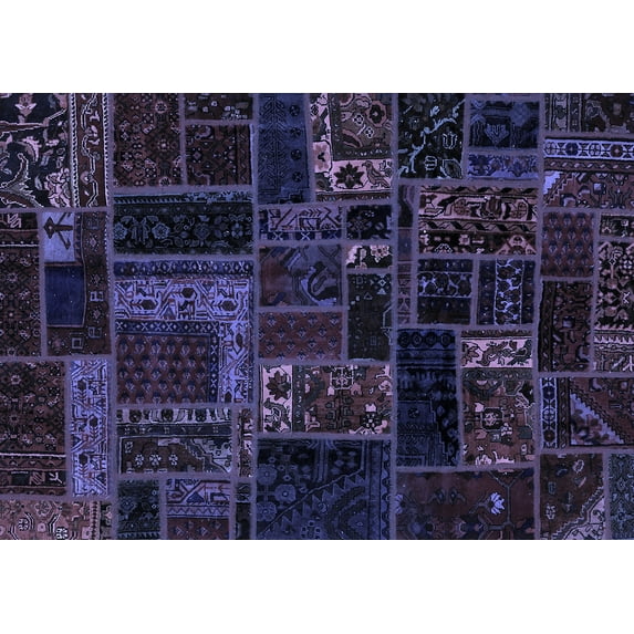 Ahgly Company Indoor Rectangle Oriental Blue Modern Area Rugs, 8' x 12'