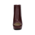 thumbnail image 2 of BLISSFUL STEP Women's Ankle Boots Faux Leather Peep Toe Platform Chunky Heel Back Zip Boots Burgundy 6, 2 of 8
