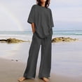 thumbnail image 2 of under $5 JINMGG Two Piece Outfits Women, 2026 Fashion Fall Women's Summer Suit Fashion Short Sleeve Solid Color Trousers Casual Two-Piece Suit Gray XXL, 2 of 5