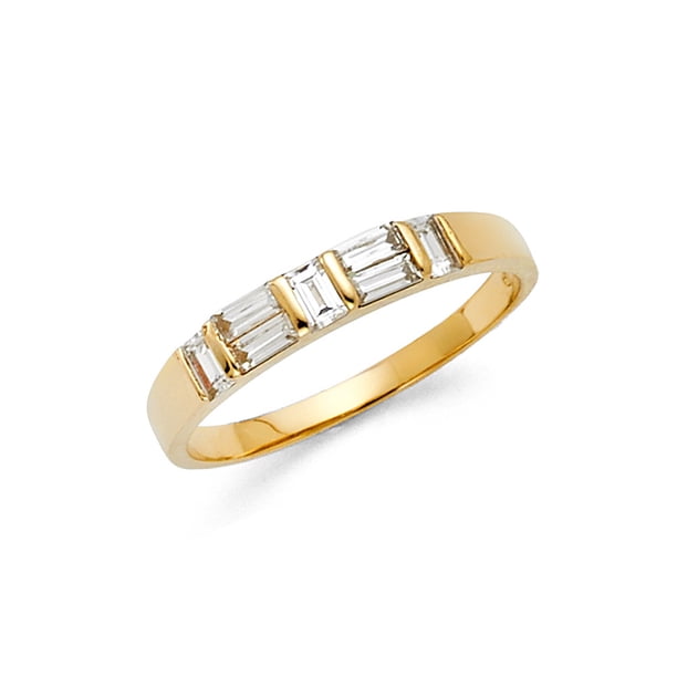 Phoebe Baguette CZ Gemstone Gold Band Ring main image 1
