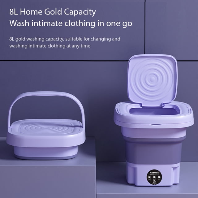 Lavadora portátil de 8 l con secador giratorio Lavadora automática Mini (púrpura EE. UU.) Likrtyny Libre de BPA