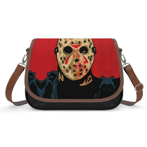 Jason Voorhees Leather Shoulder Handbag Slouchy Tote Bag Flapover Crossbody Messenger Bag for Women Men