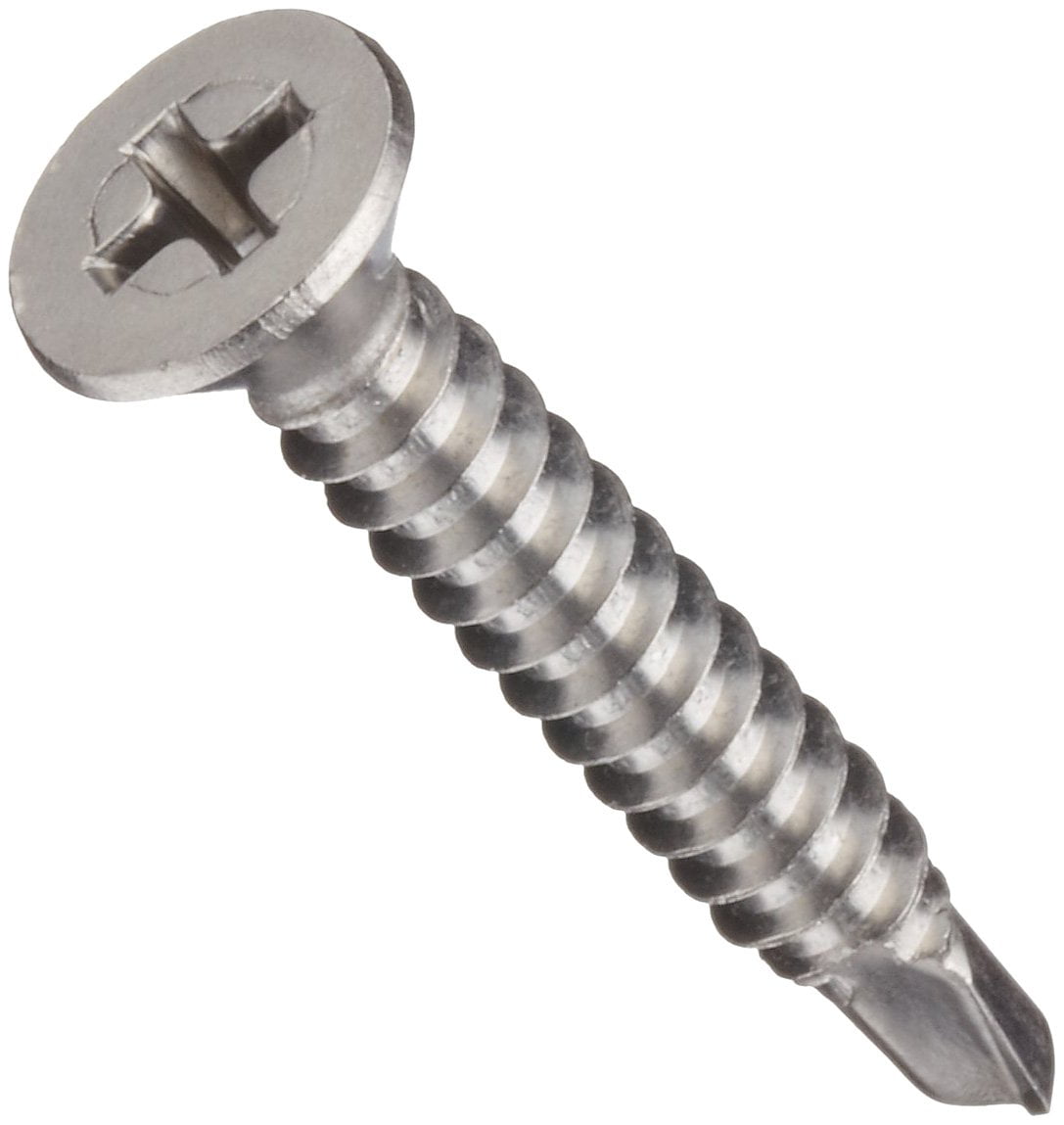 Flat Head 1-5/8 Length Pack of 100 Zinc Plated Finish Phillips Drive #8-18 Threads Steel Self-Drilling Screw