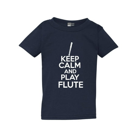 

Keep Calm And Play Flute Music Musician Toddler Kids T-Shirt Tee
