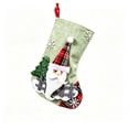 thumbnail image 2 of Yangka Christmas Decoration Rustic Burlap Embroidered Stocking With 3D Santa Reindeer Applique And Plaid Cuff For Fireplace Mantel Holiday Party Decor,Green, 2 of 5