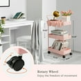 thumbnail image 2 of danpinera 3 Tier Rolling Cart Slim Tiered Storage Utility Cart with Wheels for Narrow Places - Pink, 2 of 7