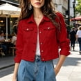 thumbnail image 2 of Xaqiouau Denim Jacket Women Cropped Jean Jacket Women Casual Button Down Long Sleeve Denim Jacket with Pockets Lightweight Jean Coat, 2 of 5