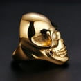 thumbnail image 2 of Men's Calvarium Skull Head Ring Gothic Male 14K Yellow Gold Biker Ring Motorcycle Band Jewellery, 2 of 6