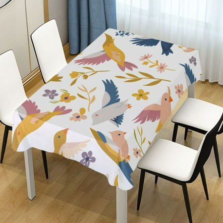 

ALAZA Cute Bird and Flower Rectangle Tablecloth Tablecover Dinning Table Cloth 54 x54