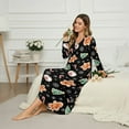 thumbnail image 3 of SEANATIVE Women's Christmas Sleep Dress Cozy Long Sleeve Nightgown Button Front Sleep Shirt Full-Length Bedroom Loose Loungewear House Coat, 3XL, Gingerbread Cookies Snowman Print Black, 3 of 7