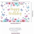 thumbnail image 4 of Happy Birthday Backdrop Watercolor Flowers Butterfly Birthday Photography Background Butterfly Spring Themed Birthday Banner Party Decoration Supplies, 4 of 4