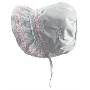 NICE CAPS Baby Girls Lacy Bonnet With Flowers Embroidery