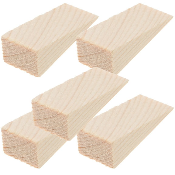 NICEXMAS 5Pcs Heavy Duty Wood Door Stop Prevent Collision Triangular Wedge Beige for Household Use