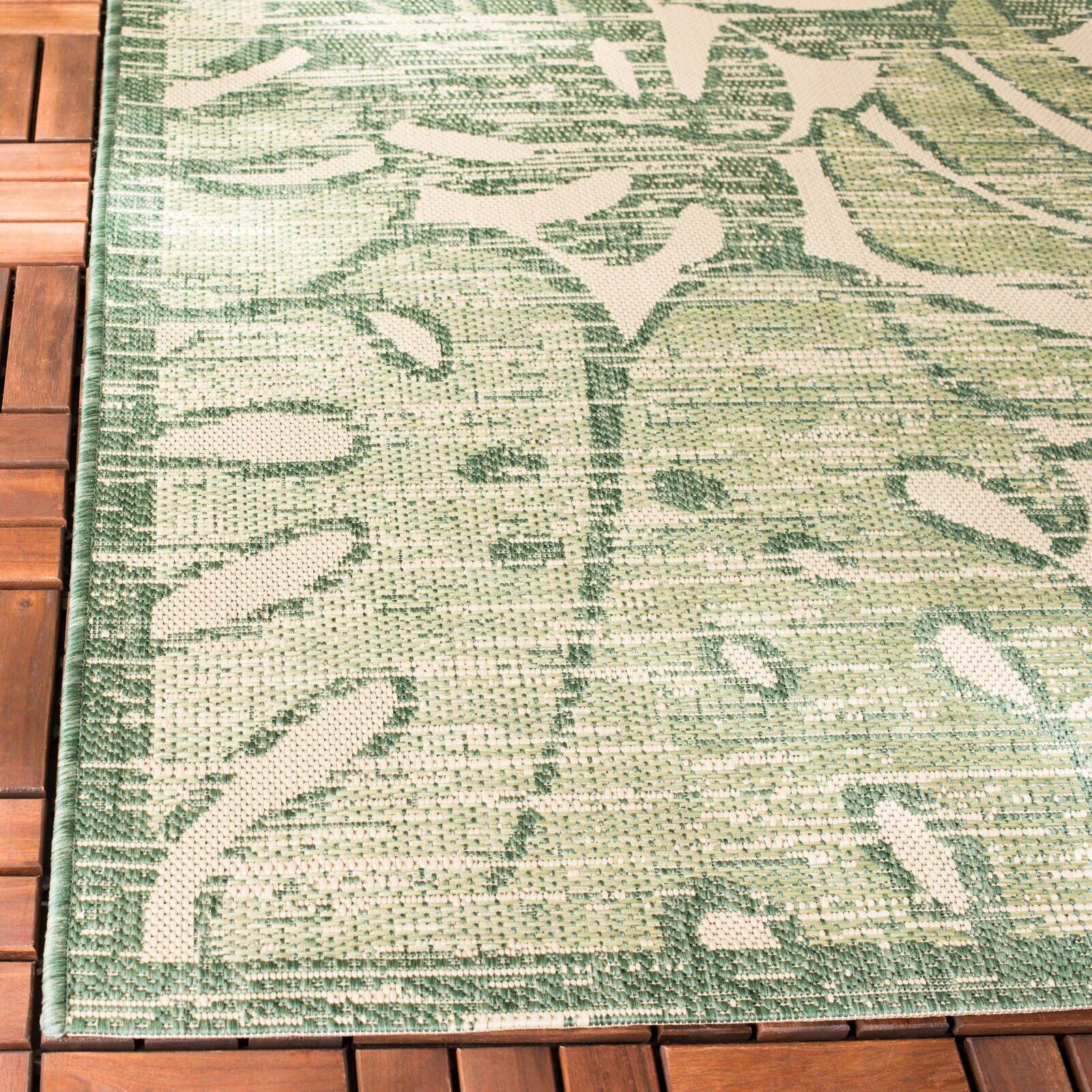 SAFAVIEH Courtyard Robena Distressed Leaf Indoor/Outdoor Runner Rug, Beige/Green, 2'3" x 6'7" - image 2 of 5