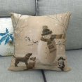 thumbnail image 1 of Funda de almohada de lino con diseño de muñeco de nieve y cervatillo de dibujos animados, cojín lindo y sencillo, 1 of 5