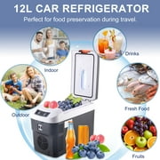 12 Volt Car Refrigerator, 13QT(12L) Portable Car Refrigerator, Freezer Fridge Cooler DC & AC, Mini Fridge for Camping, Travel, Truck, Home, Fishing, RV and Outdoor Black