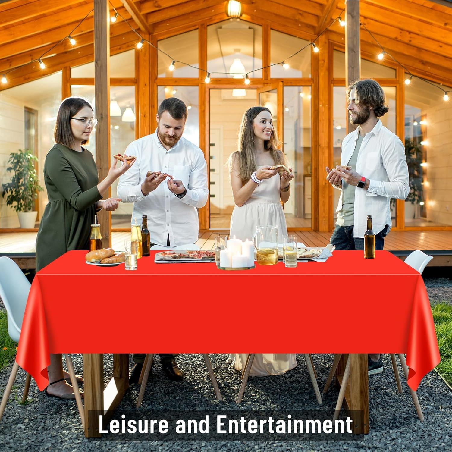 137 x 274cm Plastic Tablecloth Rectangle Table Covers Metallic Party Tablecloth Faux Foil Table Cover for Birthday Wedding Christmas 12PCS