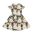 thumbnail image 4 of yuCgh Floral Easter Dress for Toddler Girls, Short Sleeve Summer Dress with Pocket, Casual Party Dress for Easter Day & Spring Outings,Army Green 110, 4 of 5