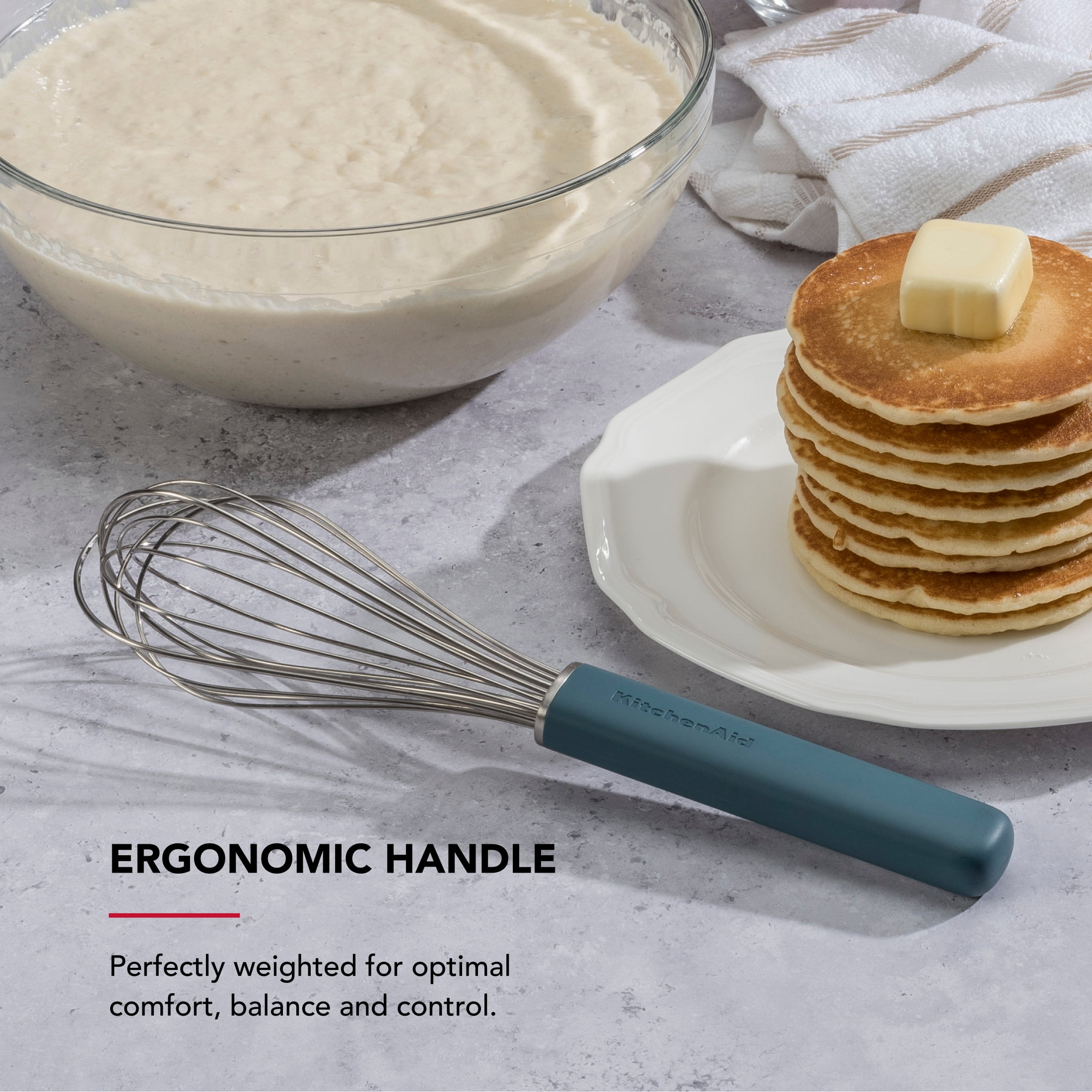 KitchenAid Stainless Steel Wire Kitchen Whisk with Ergonomic Handle, Agave