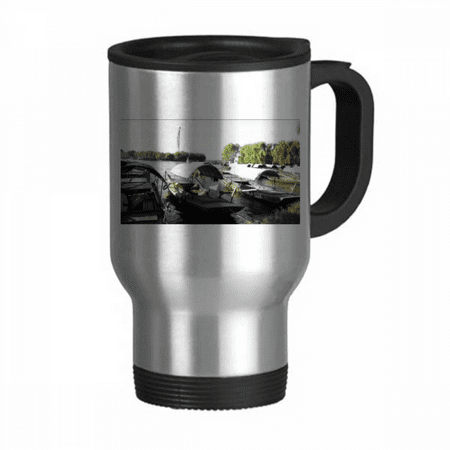 

Boats Art Deco Fashion Travel Mug Flip Lid Stainless Steel Cup Car Tumbler Thermos
