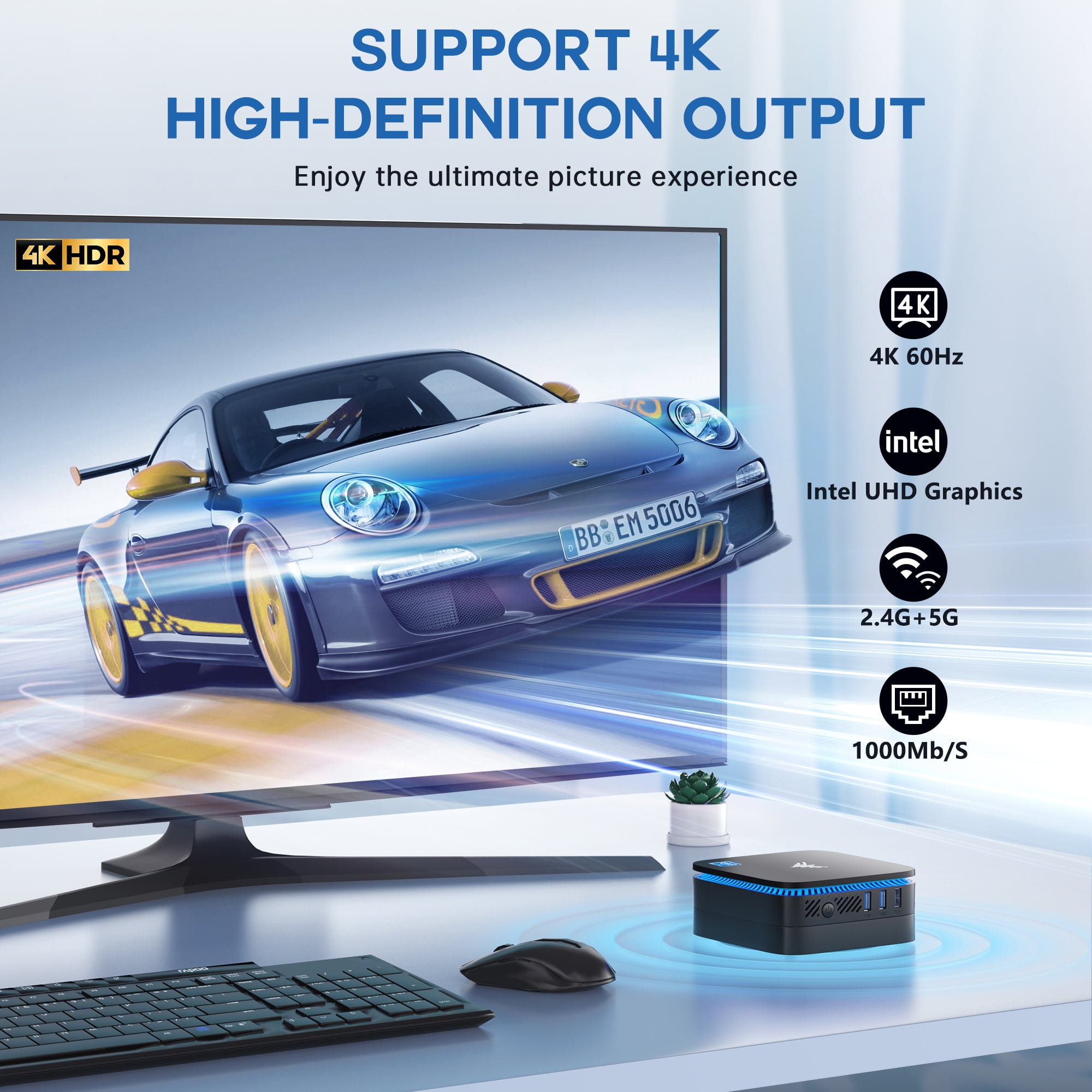 NIPOGI AK1PLUS N5030 Mini PC Intel Pentium Silver N5030, 12GB