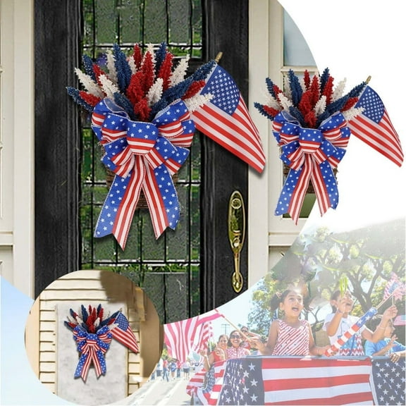 Independence Day Wreaths for Front Door 24 Inch, Patriotic Garland, Red White Blue Wreaths for Front Door, Patriotic Decorations, Patriotic Wreath, Door Decorations Hanging, Memorial Day Decor