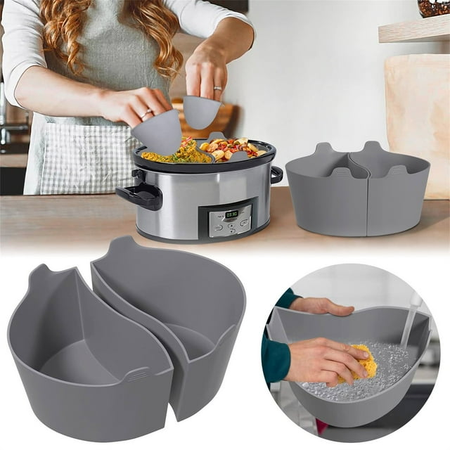 Kgfrsd Kitchen Organizers And Storage,2 Pcs Silicone Slow Cooker Divider Liners for 678 Oval & Beach Crock Pot Reusable Slow Cooker Silicone Dividers Inserts Separators Replacement of Disp