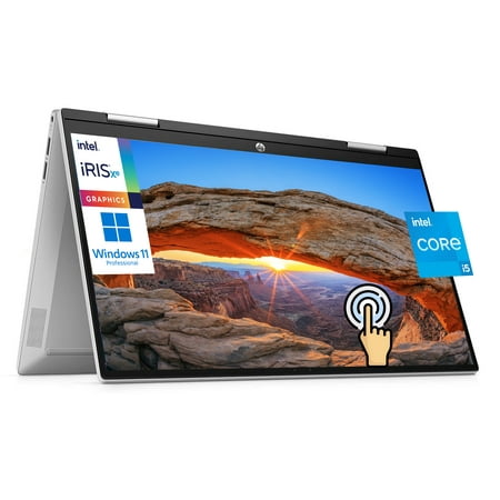 HP Pavilion X360 2-in-1 14" FHD Touchscreen [Windows 11 Pro] Business Laptop Computer, 12th Gen Intel 10-Core i5-1235U, 16GB RAM, 2TB PCIe SSD, Wi-Fi 6, HDMI, Silver