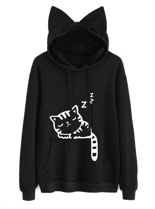 black hoodie cat ears