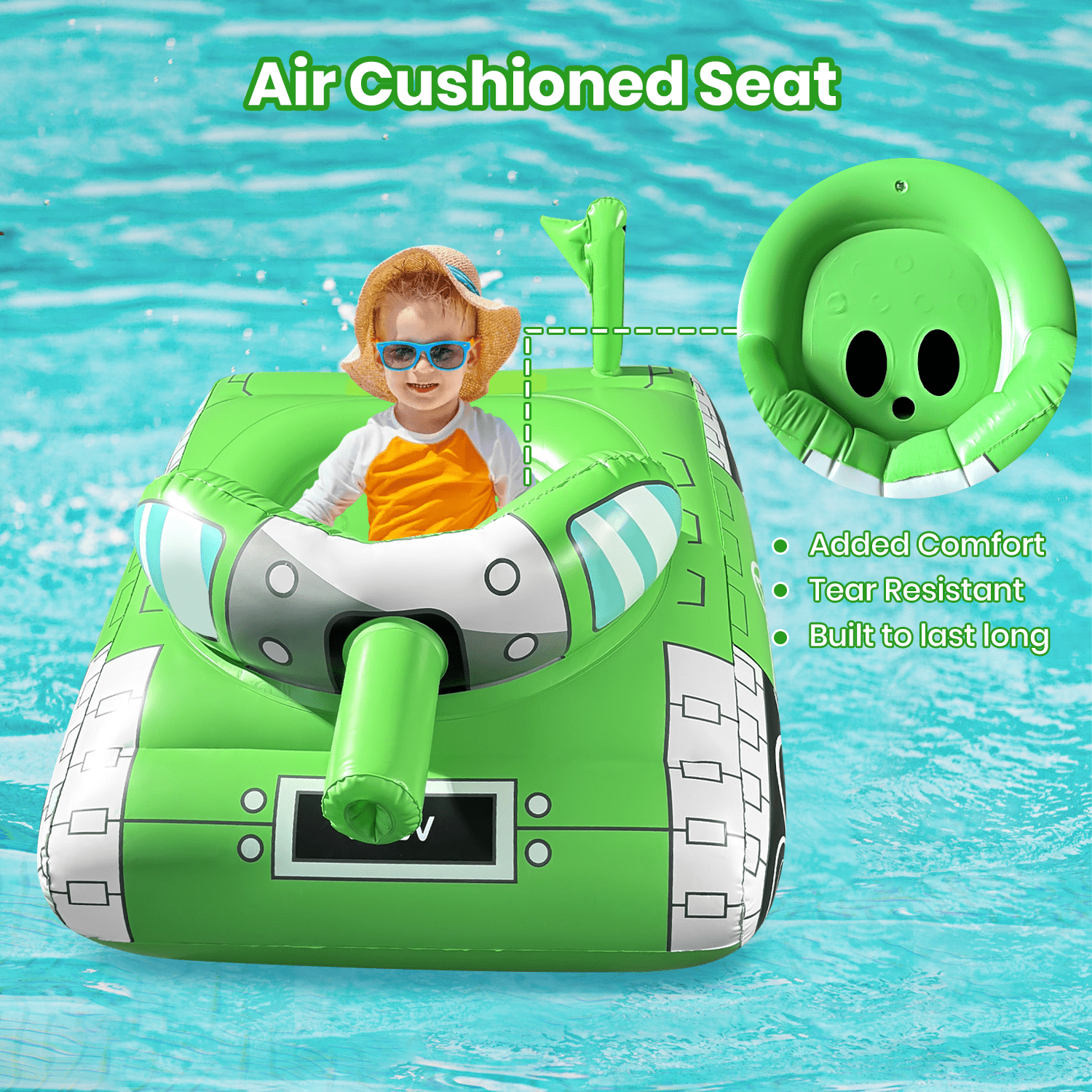 Inflatable Tank Pool Float Rider on Water Gun Game Toy Beach