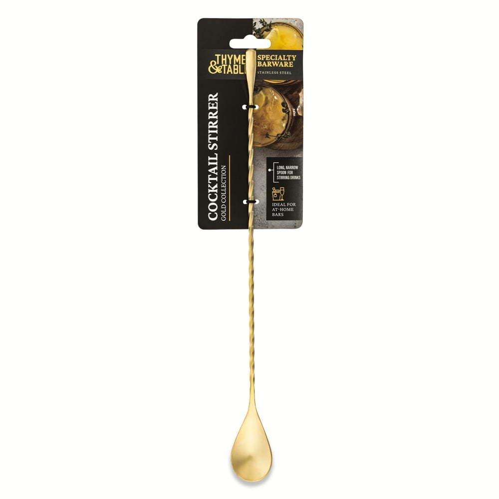 (4 pack) Thyme & Table Stainless Steel Gold Cocktail Stirrer Spoon