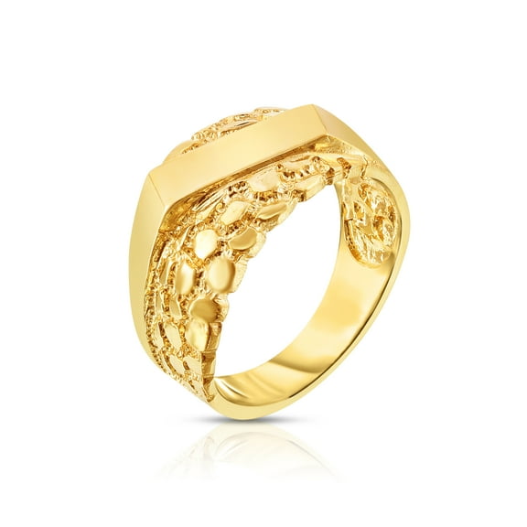 Floreo 10k Yellow Gold 11.2mm Engraveable Ribbon Nugget Ring
