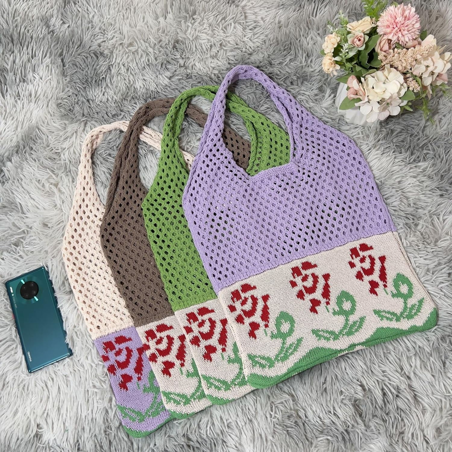 Kukuzhu Fairy Tote Bag Aesthetic Tote Bag Y2k Bag Tote Bag Aesthetic Y2k Crochet Tote Bag Aesthetic