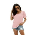 thumbnail image 3 of Womens Square Neck T Shirts Ruffle Trim Sleeve Casual Fashion Summer Tops, 3 of 5
