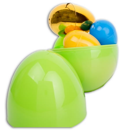 8 Pack Premium Candy Filled Plastic Easter Eggs in 6" Egg Container Gift