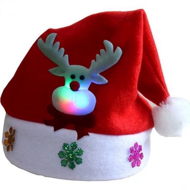 Gorros de Navidad con luz LED, gorros de muñeco de nieve, alce, Papá Noel, para adultos y niños, decoración de fiesta de Año Nuevo, regalos de navidad 2022