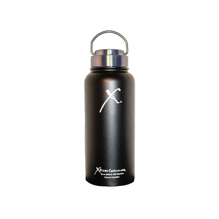 Xtreme Wall Xtreme Canteen- 32oz Double Wall, Vacuum Insulated, 18/8 Stainless Steel Wide Mouth Water Bottle (Midnight Black) ()