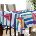 thumbnail image 5 of Yayeee Tablecloths 60" x 90" Rectangle Wrinkle Resistant Party Table Cover, Blue Hand Drawn Sailboats, 5 of 8