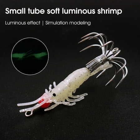 ASKMZ Lobster Bait Metal Hook Luminous Effect Soft Silicone Shrimps Squid Hook Jigging Fishing Lures Fishing Tackle Artificial Bait
