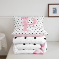 thumbnail image 5 of Manfei Pink Bowtie Letter P Full Size Comforter Sets,Polka Dot ABC Themed Bedding Comforter Set,Pink Reversible,3 Pieces,1 Comforter and 2 Pillowcases, 5 of 7