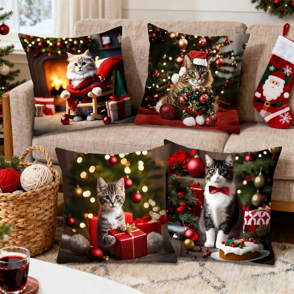 Solive Christmas Decorations Pillow Cover Holiday Decoration Sofa Linen Pillow Home Sofa Holiday Decoration Pillow Cover 45x45cm Holiday Party Wedding Anniversary Decor