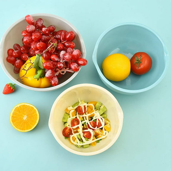 AURARMLET Large 3-Piece Serving Bowl Set Kitchen Salad Fruit Snack Bowls