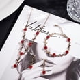 thumbnail image 7 of 1 Box 3Pcs Red Rose Jewelry Set Vintage Flower Jewelry Dangle Set Rose Blossom Necklace Earrings Bracelet Romantic Wedding Birthday Prom Valentine's Day Jewelry for Woman, 7 of 7