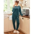 thumbnail image 3 of Ekouaer Womens Pajamas Sets Long Sleeve Soft Sleepwear 2 Piece Velvet Pjs Lounge Sets with Pockets, 3 of 7